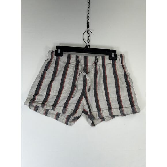 Just Living Pants - Just Living Shorts Womens Small Stripe Linen Blend Drawstring Summer Casual